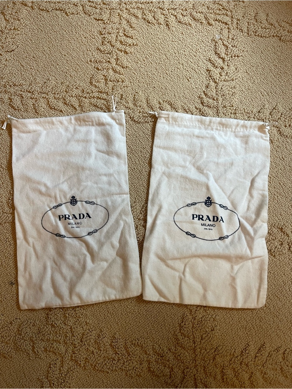 Prada Milano Dust Bags - Pair in Cream shoe bags